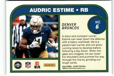 2024 Score #6 Audric Estime Protential Red - Football Card Single