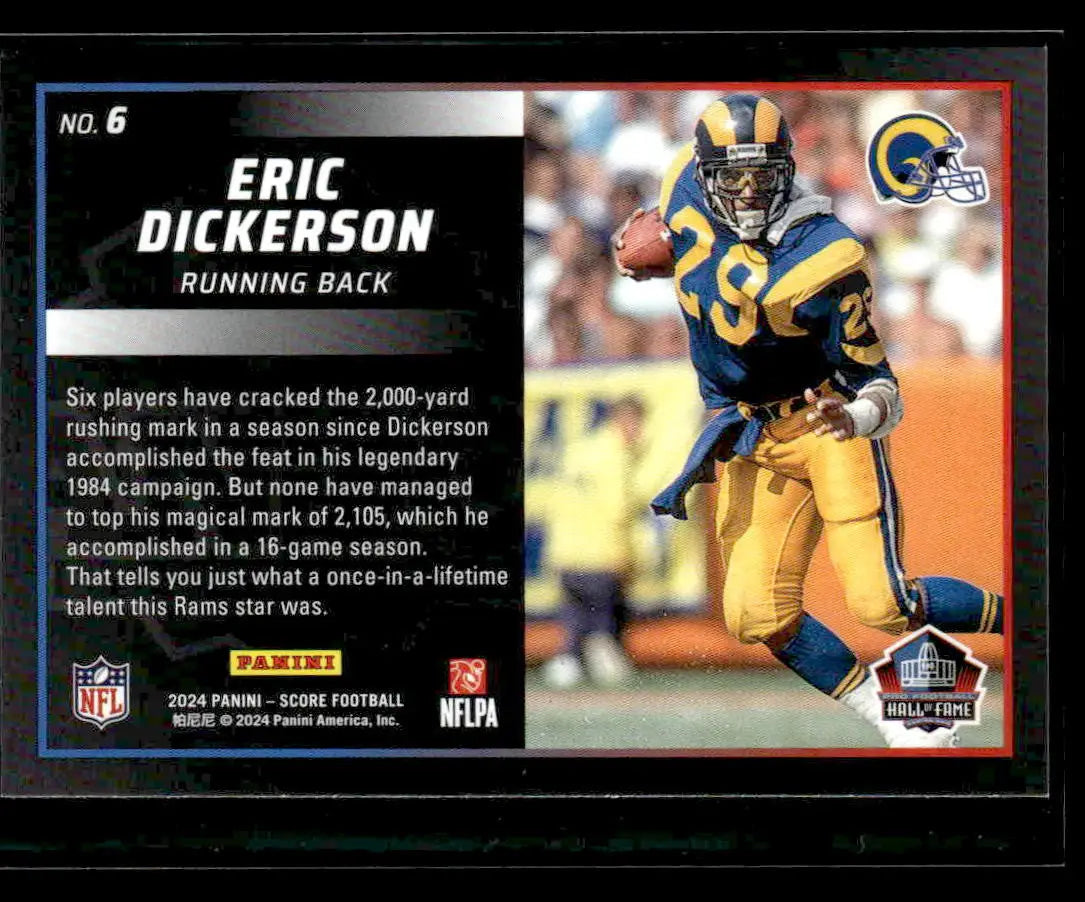 2024 Score #6 Eric Dickerson Men of Canton - Football Card Single