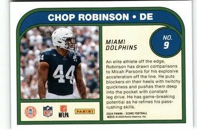 2024 Score #9 Chop Robinson Protential - Football Card Single