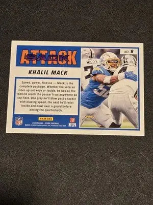 2024 Score #9 Khalil Mack Sack Attack - Football Card Single