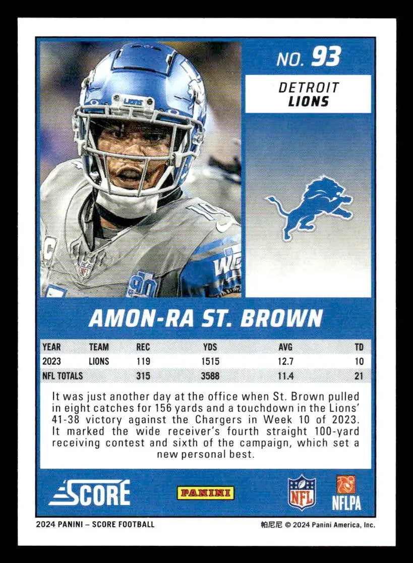 2024 Score #93 Amon-Ra St. Brown - Football Card Single