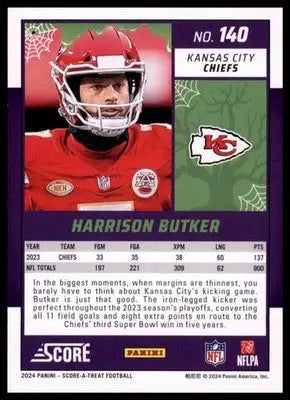 2024 Score-A-Treat - Green Bats Base Harrison Butker Kansas City Chiefs 140 - Football Card Single