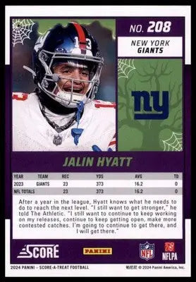 2024 Score-A-Treat - Green Bats Base Jalin Hyatt New York Giants 208 - Football Card Single