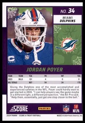 2024 Score-A-Treat - Green Bats Base Jordan Poyer Miami Dolphins 34 - Football Card Single