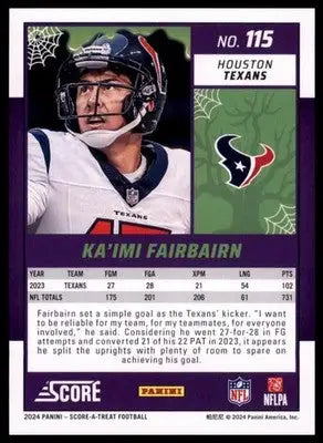2024 Score-A-Treat - Green Bats Base Ka’imi Fairbairn Houston Texans 115 - Football Card Single