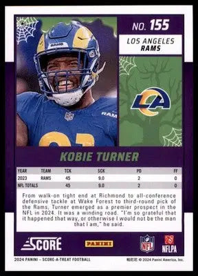 2024 Score-A-Treat - Green Bats Base Kobie Turner Los Angeles Rams 155 - Football Card Single