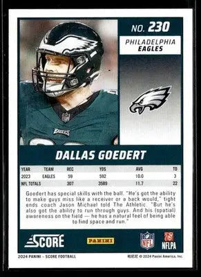 2024 Score Dallas Goedert #230 Green Philadelphia Eagles