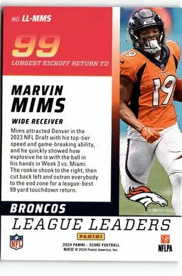 2024 Score #LL-MMS Marvin Mims League Leaders - Football Card Single