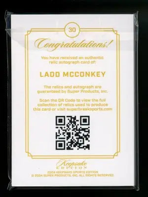 2024 Super Products Keepsake Edition Ladd McConkey #30 Autograph 62/75 Patch - Football Card Single