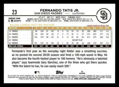 2024 Topps #23 Fernando Tatis Jr. - Baseball Card Single