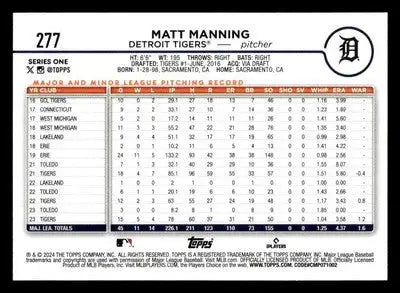 2024 Topps #277 Matt Manning - Baseball Card Single