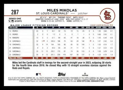 2024 Topps #287 Miles Mikolas - Baseball Card Single
