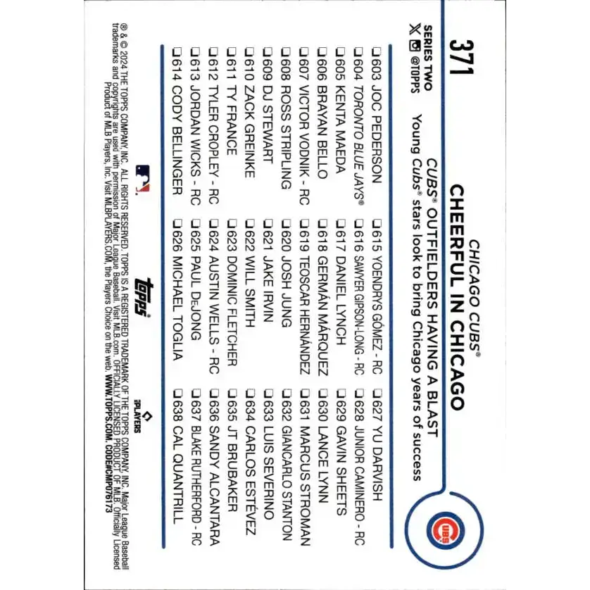 2024 Topps #371 Careful in Chicago NM-MT Chicago Cubs Baseball Card - Baseball Card Single