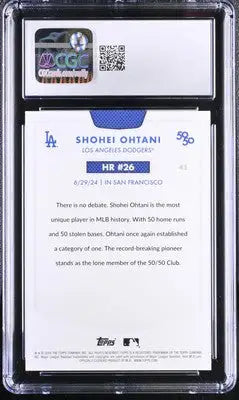 Graded Shohei Ohtani baseball card in protective slab, 2024 Topps 50/50 CGC 9