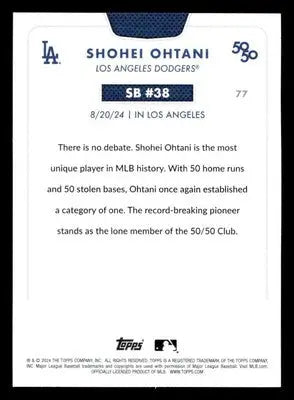Baseball trading card of Shohei Ohtani for Los Angeles Angels from 2024 Topps series