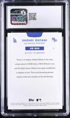 Shohei Ohtani Los Angeles Dodgers HR trading card CGC 8 from 2024 Topps 50/50