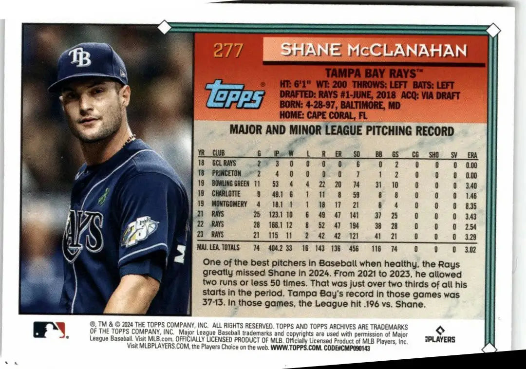 2024 Topps Archives #277 Shane McClanahan - Baseball Card Single