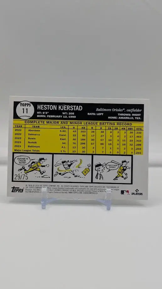 2024 Topps Archives Aqua Foilboard #11 Heston Kjerstad /75 (RC) Orioles - Baseball Card Single