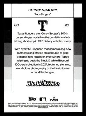 2024 Topps Black & White #28 Corey Seager - Baseball Card Single