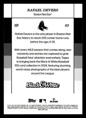 2024 Topps Black & White #63 Rafael Devers - Baseball Card Single