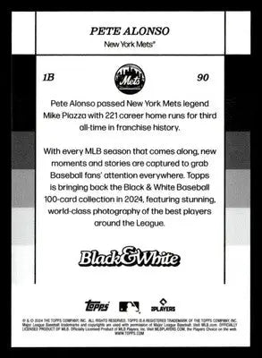 2024 Topps Black & White #90 Pete Alonso - Baseball Card Single