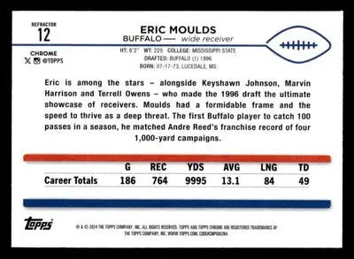2024 Topps Chrome #12 Eric Moulds Refractor - Football Card Single