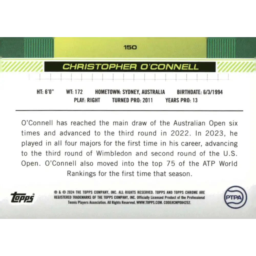 2024 Topps Chrome #150 Christopher O’Connell EX Excellent Tennis Card - Other