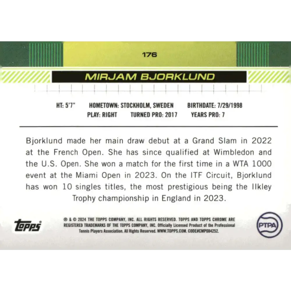 2024 Topps Chrome #176 Mirjam Bjorklund EX Excellent Tennis Card - Other