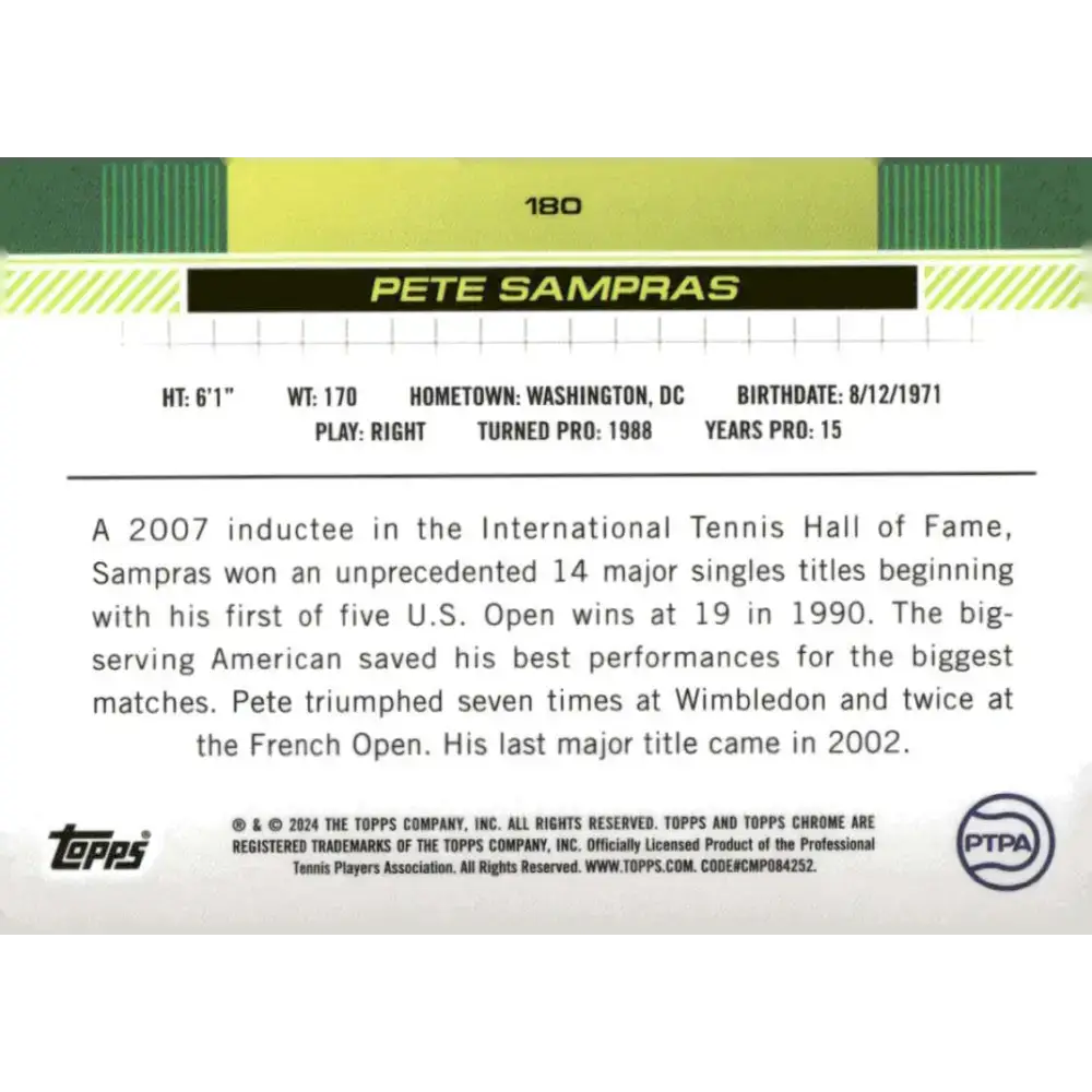2024 Topps Chrome #180 Pete Sampras EX Excellent Tennis Card - Sports Memorabilia
