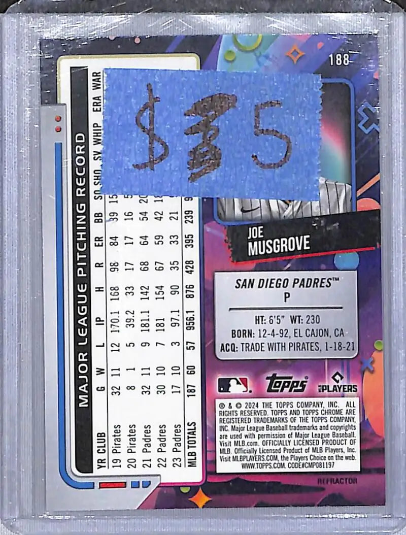 2024 Topps Chrome #188 Joe Musgrove NM-MT San Diego Padres - Baseball Card Single