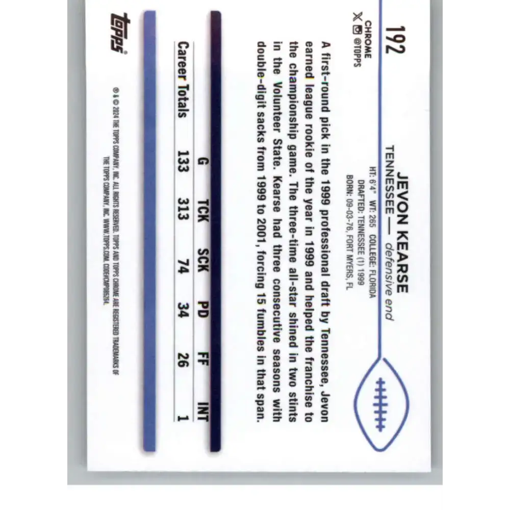 2024 Topps Chrome #192 Jevon Kearse NM-MT Tennessee Titans Football Card - Football Card Single