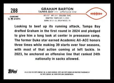 2024 Topps Chrome #288 Graham Barton X-Fractor - Football Card Single