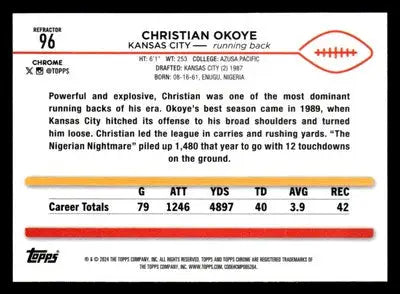 2024 Topps Chrome #96 Christian Okoye - Football Card Single