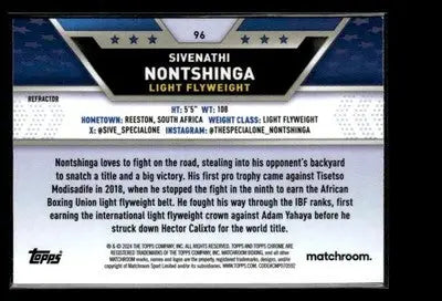 2024 Topps Chrome #96 Sivenathi Nontshinga Refractor - UFC/MMA Card Single