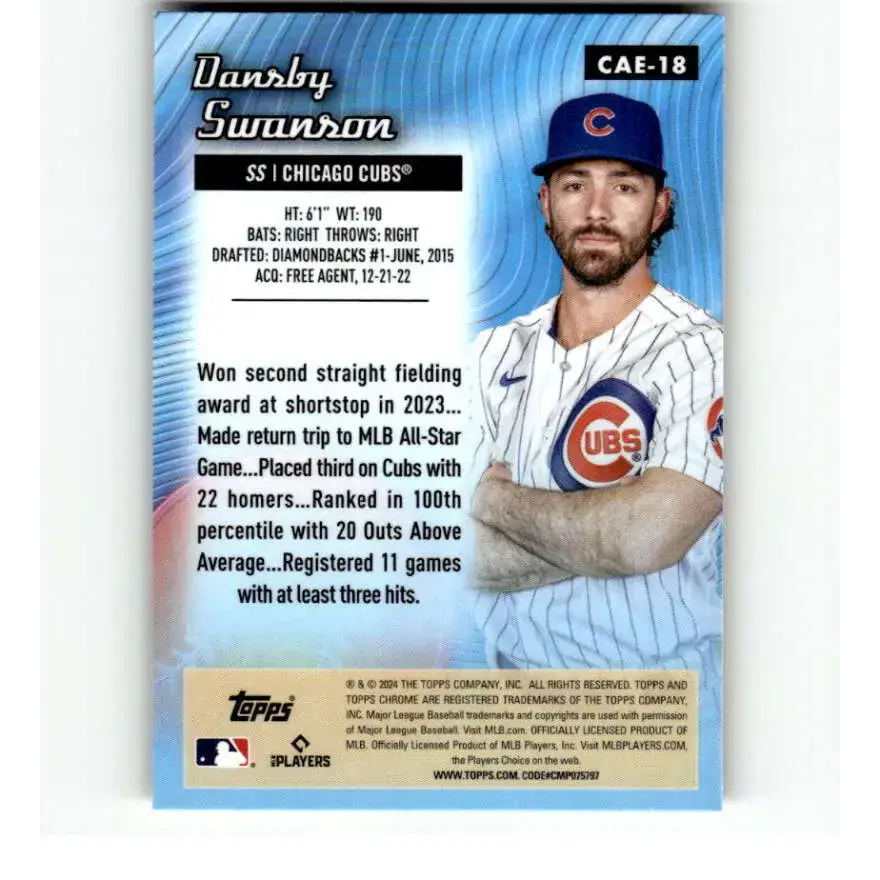 2024 Topps Chrome All Etch Refractor #CAE-18 Dansby Swanson NM-MT Chicago Cubs Baseball Card - Baseball Card Single