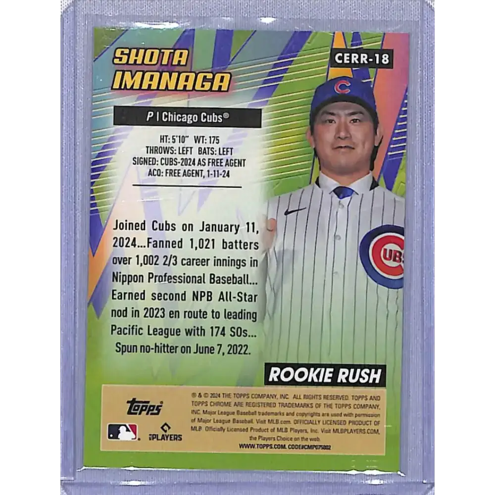 2024 Topps Chrome All Etch Rookie Rush Refractor #CERR-18 Shota Imanaga NM-MT Chicago Cubs - Baseball Card Single