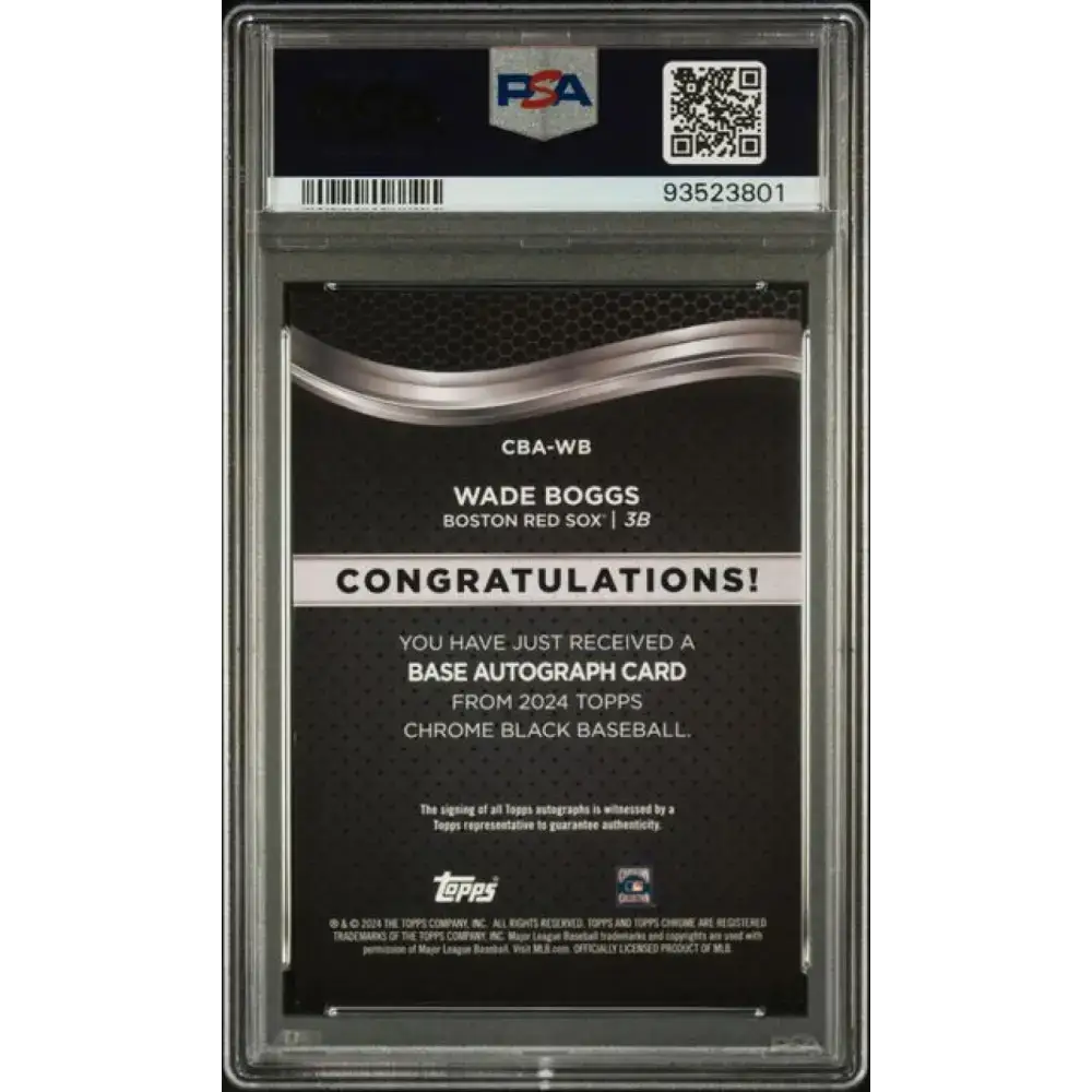 2024 Topps Chrome Black #CBA-WB Wade Boggs PSA 9 MINT Auto Boston Red Sox Baseball Card - Baseball Card Single