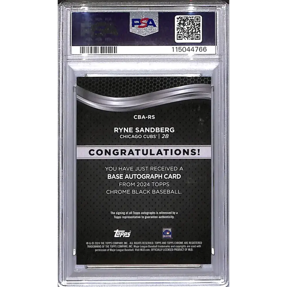 2024 Topps Chrome Black Gold #CBA-RS Ryne Sandberg PSA 9 MINT Auto 21/50 Chicago Cubs - Baseball Card Single