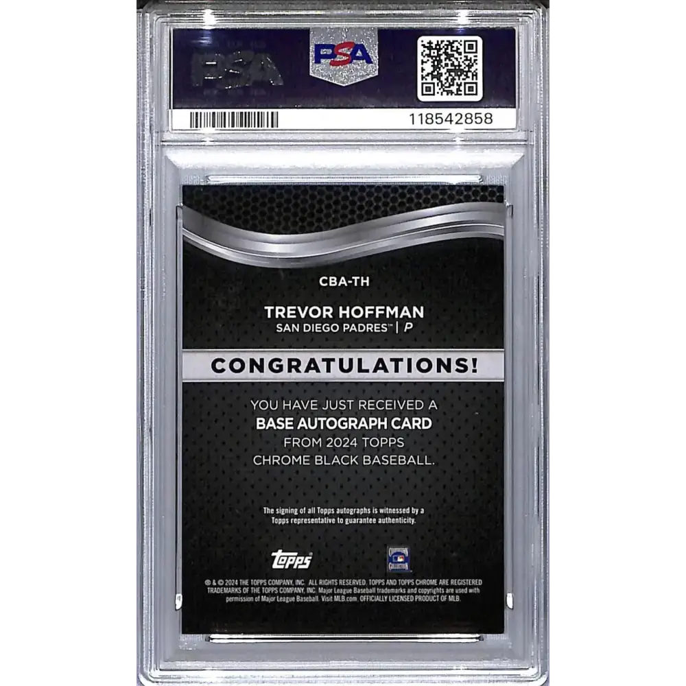 2024 Topps Chrome Black Green #CBA-TH Trevor Hoffman PSA 8 NM-MT Auto 37/99 San Diego Padres - Baseball Card Single