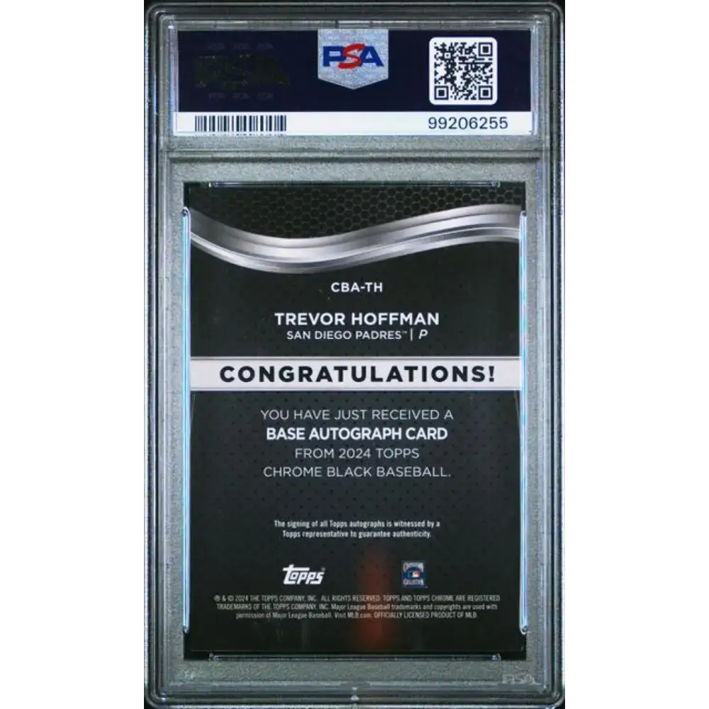 2024 Topps Chrome Black Refractor Green #CBA-TH Trevor Hoffman PSA 8 NM-MT Auto 32/99 San Diego Padres Baseball Card