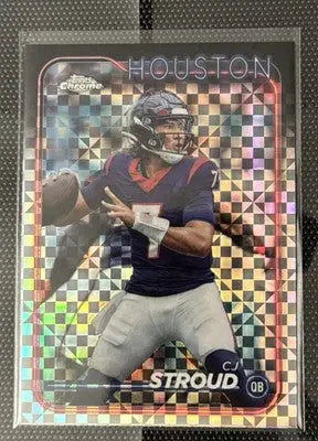 Houston Texans CJ Stroud rookie football card 2024 Topps Chrome Refractor X-Fractor