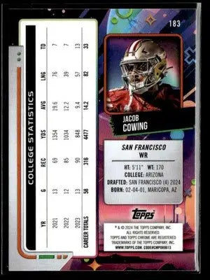 2024 Topps Chrome Cosmic #183 Jacob Cowing - Football Card Single
