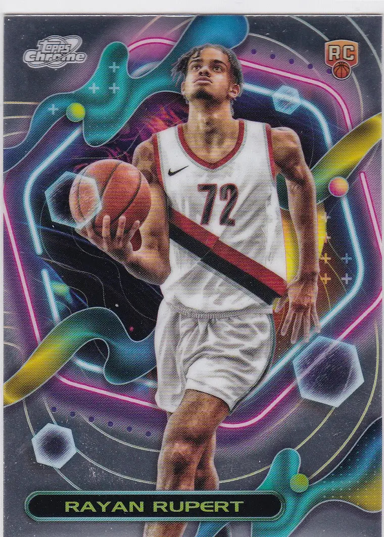 Rayan Rupert basketball card from 2024 Topps Chrome Cosmic featuring Rupert RC Portland Trail Blazers