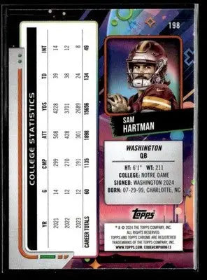 2024 Topps Chrome Cosmic #198 Sam Hartman - Football Card Single