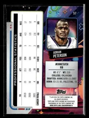 2024 Topps Chrome Cosmic #57 Adrian Peterson Minnesota Vikings - Football Card Single