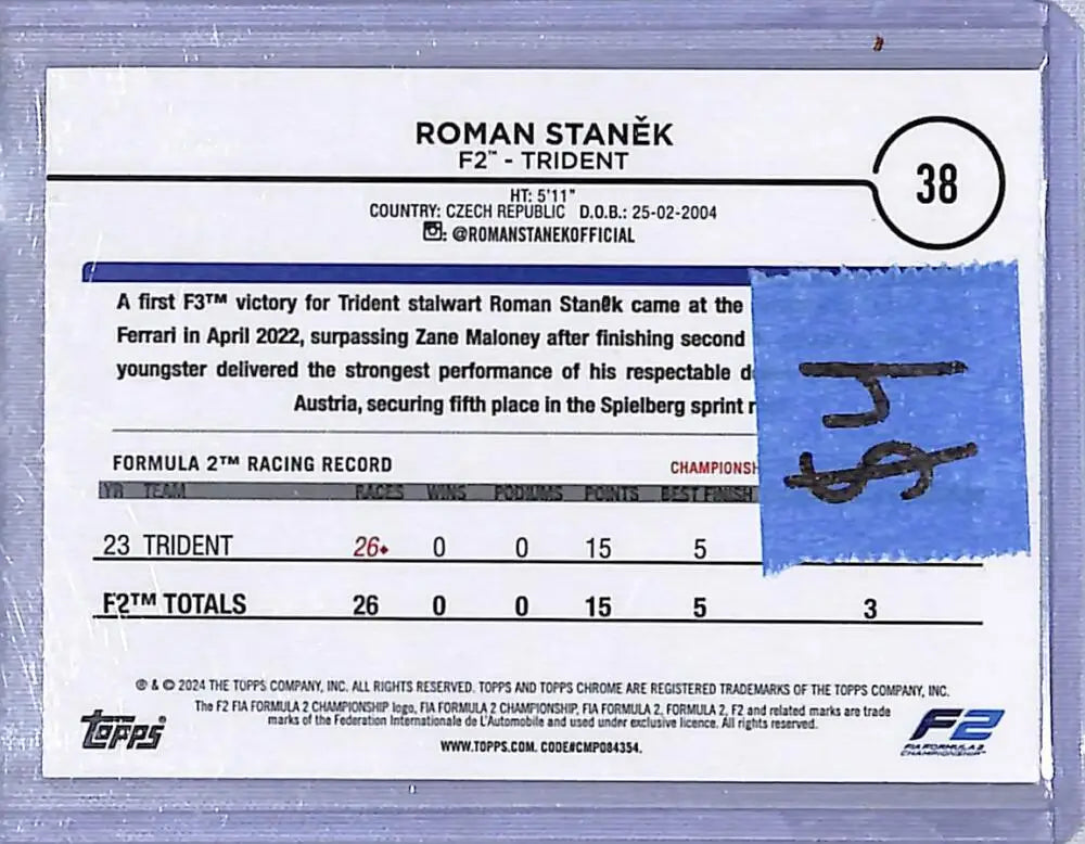 2024 Topps Chrome F1 Negative Ray-Wave #38 Roman Stanek NM-MT - Racing Card Single