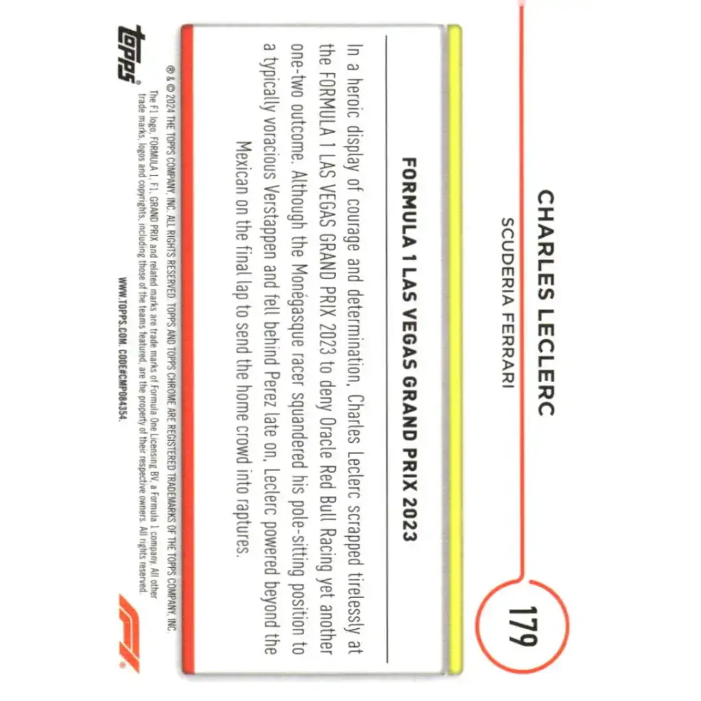 2024 Topps Chrome Formula 1 #179 Charles Leclerc EX Excellent Scuderia Ferrari HP Racing Card - Racing Card Single