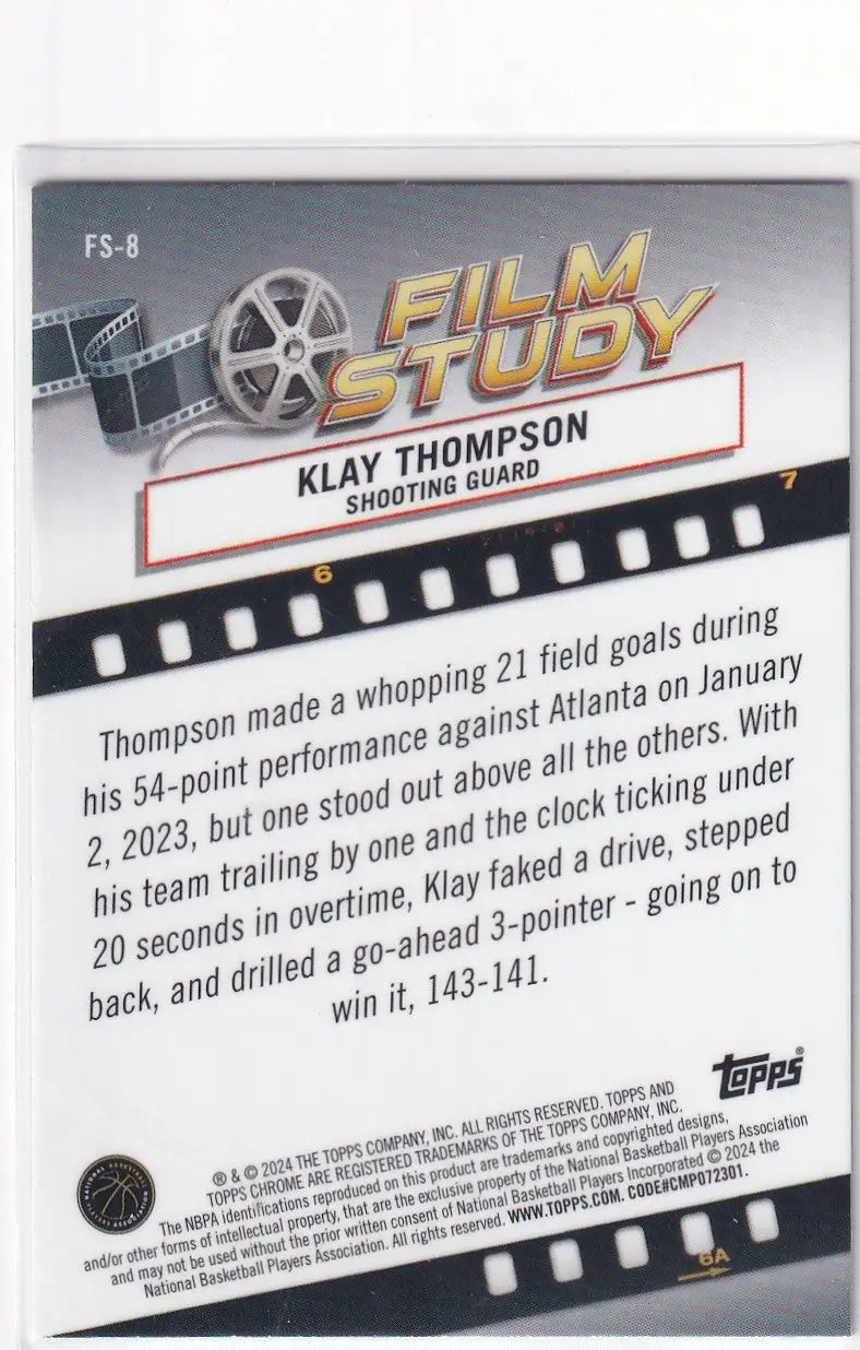 2024 TOPPS CHROME #FS-8 KLAY THOMPSON GREEN LOGO- GOLDEN STATE WARRIORS - Basketball Card Single