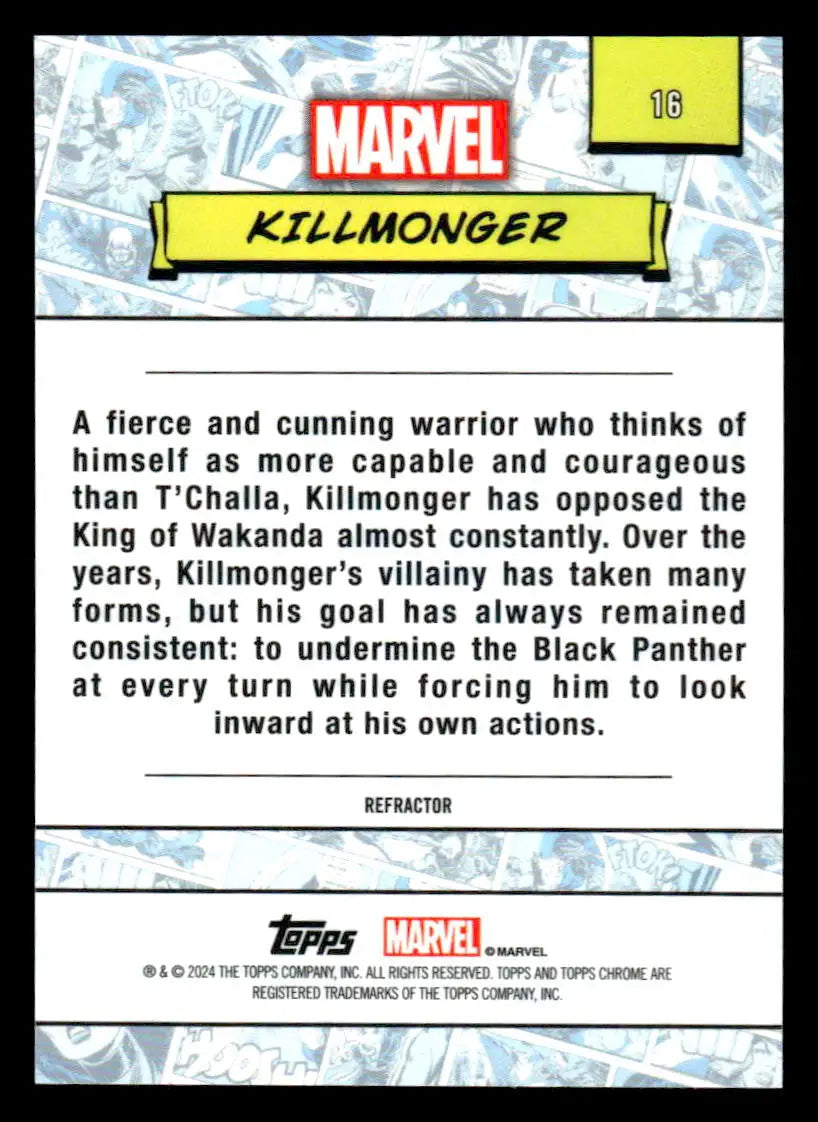 2024 Topps Chrome Marvel #16 Killmonger Refractor - Marvel Card Single
