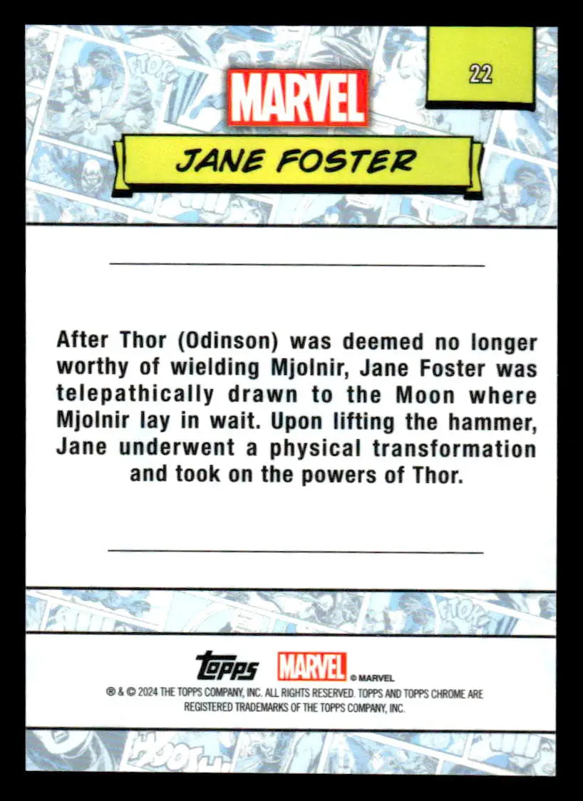 2024 Topps Chrome Marvel #22 Jane Foster - Marvel Card Single